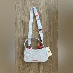 Betsey Johnson Quilted Floral Bag - Gray and Pink